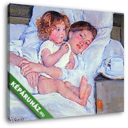 Mary Cassatt: Reggeli az ágyban (30x25 cm, Vászonkép )