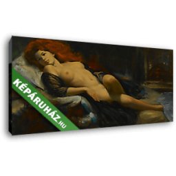 Pin-Up alkotók: Vörös hajú fekvő akt (50x25 cm, Vászonkép )