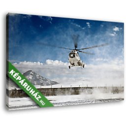 MI-8 katonai helikopter felszálláskor (40x25 cm, Vászonkép )