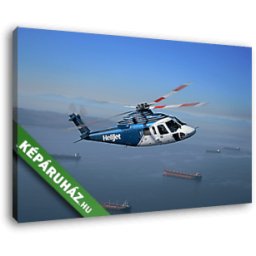 Helijet helikopter a víz felett (40x25 cm, Vászonkép )