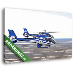 Kék helikopterek a föld felett (40x25 cm, Vászonkép )