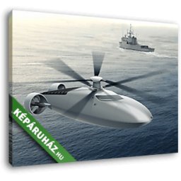 Pilóta nélküli helikopter és anyahajó (35x25 cm, Vászonkép )