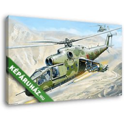 MI-24A helikopter a hegyek közt (40x25 cm, Vászonkép )