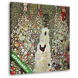 Gustav Klimt: Kerti ösvény tyúkokkal (25x25 cm, Vászonkép )