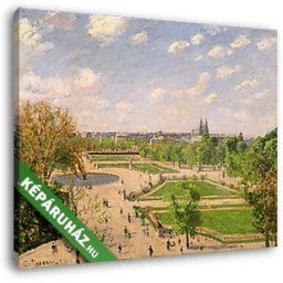 Camille Pissarro: A Tuilériák kertje, tavaszi reggel (1899) (30x25 cm, Vászonkép )