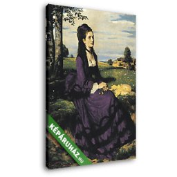 Szinyei Merse Pál: Lilaruhás nő (1874) (20x25 cm, Vászonkép )