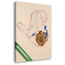 Egon Schiele: Női akt kék harisnyával (20x25 cm, Vászonkép )