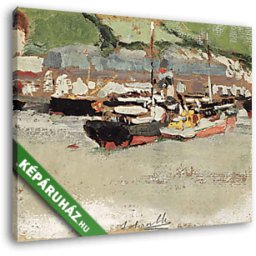 Joaquin Sorolla: Hajók a kikötőben (30x25 cm, Vászonkép )
