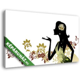 Női alak virágok között (fehér) (40x25 cm, Vászonkép )
