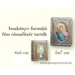 Imakönyv formájú fém rózsafüzér tartók