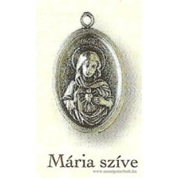 Mária szíve ezüstözött érem