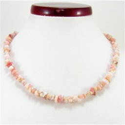 Pink- rózsa opál splitter szemcse nyaklánc