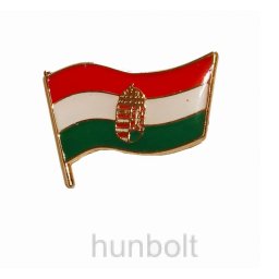 Arany színű magyar zászló címerrel 20 mm jelvény