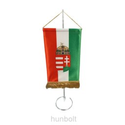 Asztali magyar címeres zászló króm zászlótartóval