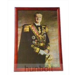 Asztalra tehető és falra akasztható üveglapos képkeretes Horthy kép 21X30 cm