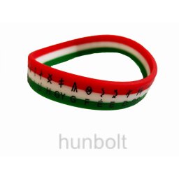 Szilikon karkötő nemzeti színű rovásírásos 18 cm