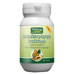 Zöldvér ananász-papaya-kurkuma kapszula - 60+18db