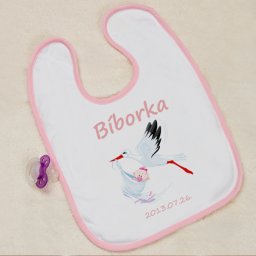 Bébi előke gólyával - kislány