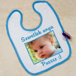 Fényképes bébi előke - kék