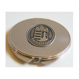 Kerek fényes tükör ón címer matricával, átmérő 7cm