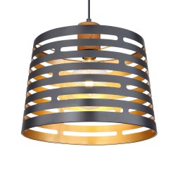Globo Ablona hanging light, Ø 35 cm, black/gold, metal