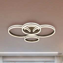 Globo Grouni LED ceiling lamp, length 85 cm, titanium colour, CCT