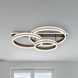 Globo Grouni LED ceiling lamp, length 80 cm, titanium colour, CCT metal