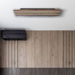 Globo Hayden LED ceiling lamp, length 80 cm, black/dark wood