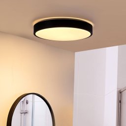 Lindby LED ceiling lamp Medon, Ø 38 cm, black, IP44, metal