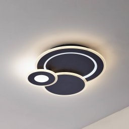 Lindby LED ceiling lamp Briar, black, metal, remote control