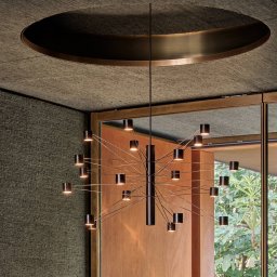 kdln LED hanging light POLAR 20.1, Ø 77 cm, black 20-bulb dimmable