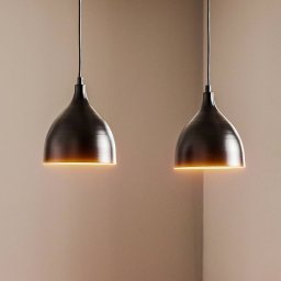 Luminex Nanu pendant light in black metal with 2 bulbs