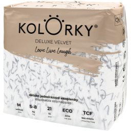 Kolorky Deluxe Velvet Love Live Laugh disposable organic nappies size M 5-8 Kg 21 pc