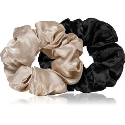 BrushArt Hair Large satin scrunchie set Hair Elastics Cream & Black