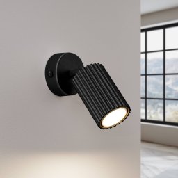 SOLLUX LIGHTING Wall spotlight carbon, black, projection 16 cm, switch, aluminium