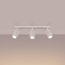 SOLLUX LIGHTING Carbon downlight, beige, length 45 cm, aluminium, 3-bulb.