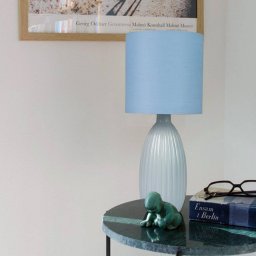 PR Home Uno table lamp, blue, height 37 cm, textile/ceramic