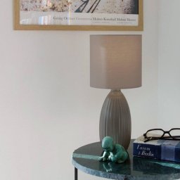 PR Home Uno table lamp, brown, height 37 cm, textile/ceramic