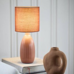 PR Home Uno table lamp, rust red, height 37 cm, textile/ceramic