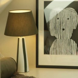 PR Home Leya table lamp, green/white, height 54 cm, metal/fabric