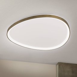 ORION Charlie LED ceiling lamp, Ø 80 cm, opal white, antique brass colour