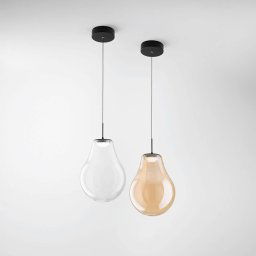 Fabas Luce LED pendant light Noa, amber, glass, Ø 25 cm, CCT, dimmable