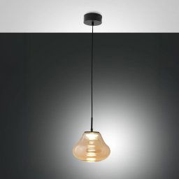 Fabas Luce LED pendant light Deva, amber, glass, Ø 25 cm, CCT, dimmable