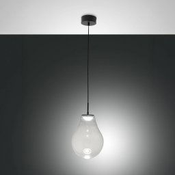 Fabas Luce Noa LED pendant light, clear, glass, Ø 25 cm, CCT, dimmable