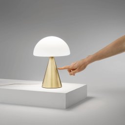 Fabas Luce LED table lamp Blip, brass/white, glass, CCT, touch dimmer