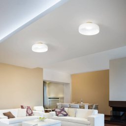 Fabas Luce LED ceiling lamp Lunar, white, glass, Ø 42 cm, CCT, dimmable