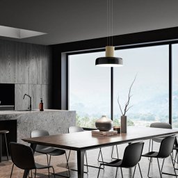 Fabas Luce LED pendant light Lunar, black/gold, glass, CCT, dimmable