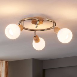 Lindby Svenka ceiling light, three-bulb, circular