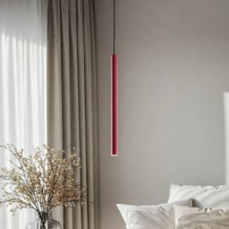 Argon LED pendant light Rulo, red, Ø 3.2 cm, steel, 3000 K
