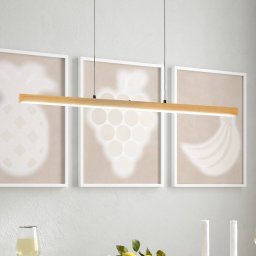 FISCHER & HONSEL LED hanging light Shine-Wood, length 105 cm, oak/black CCT